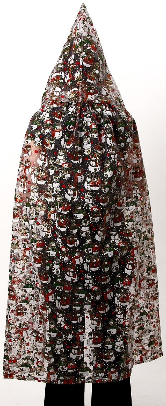 Карнавальный плащ взрослый «Снеговики», органза, длина 120 см