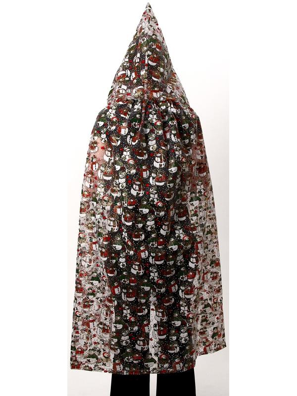 Карнавальный плащ взрослый «Снеговики», органза, длина 120 см