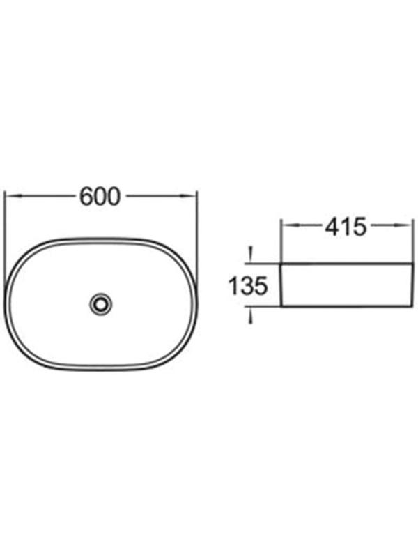 Раковина накладная Azario AZ-2143P 60*40*14,5 см, глянец, белая