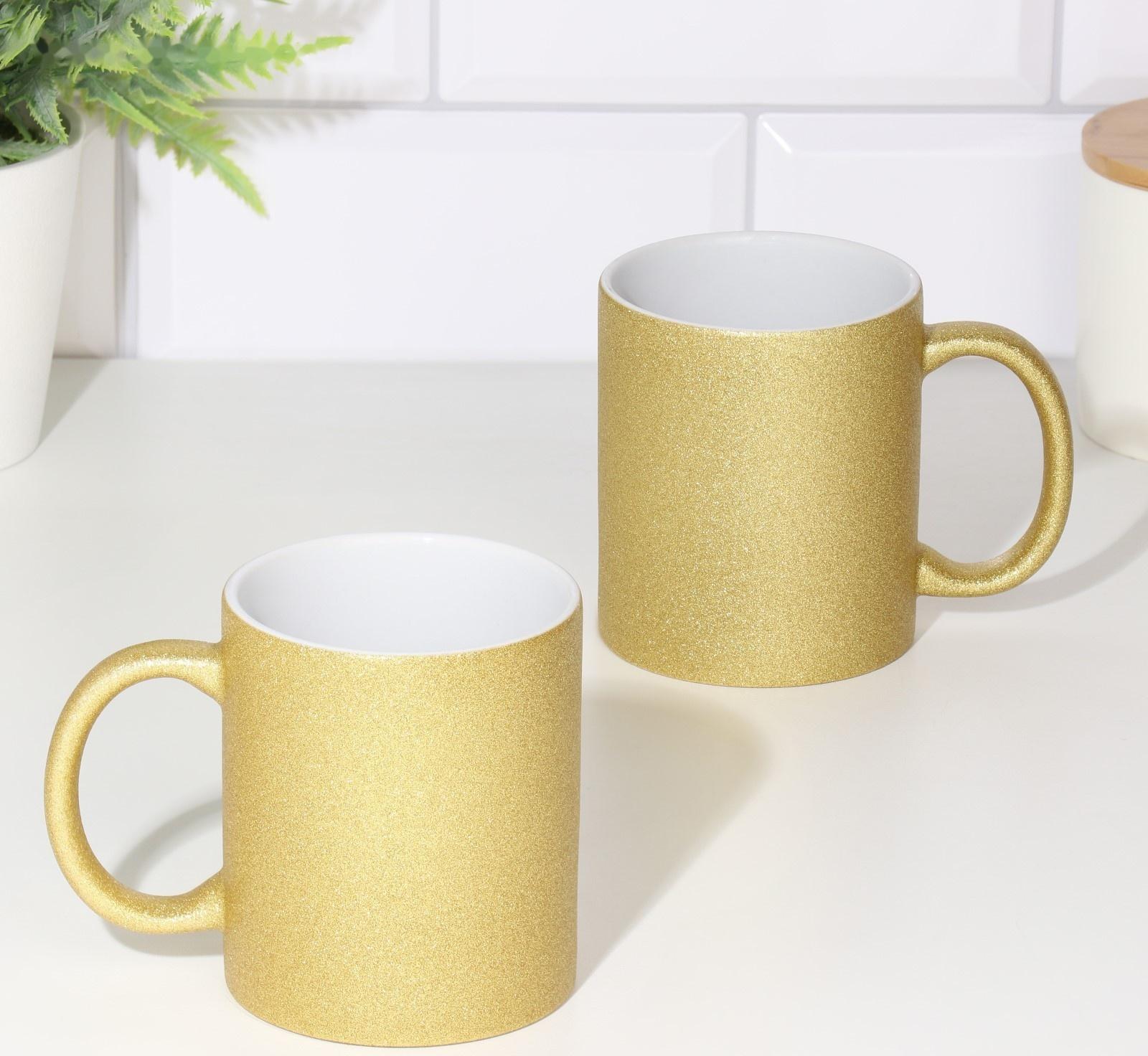 Кружка сублимация  керамическая с логотипом, цвет золотой глиттер, 320мл