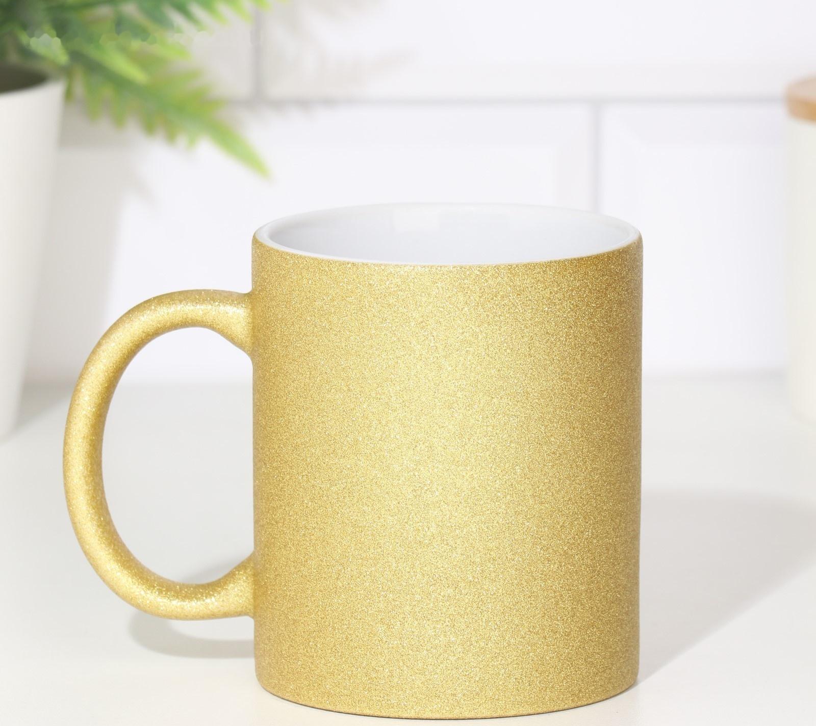 Кружка сублимация  керамическая с логотипом, цвет золотой глиттер, 320мл