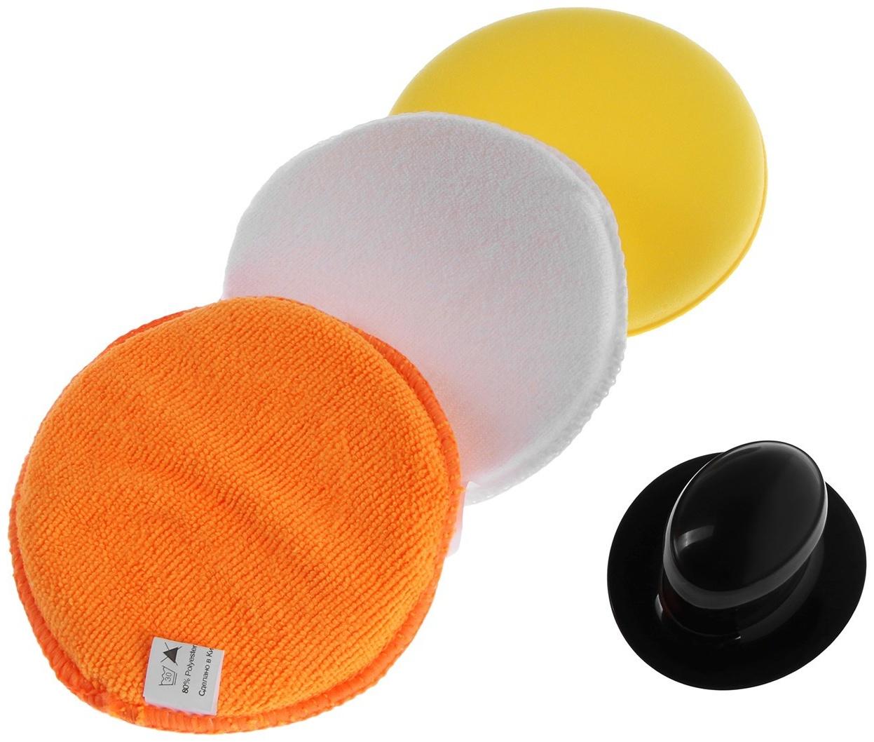 Аппликаторы из микрофибры для нанесения составов, с ручкой, 12,5x12,5 см, набор 3 шт