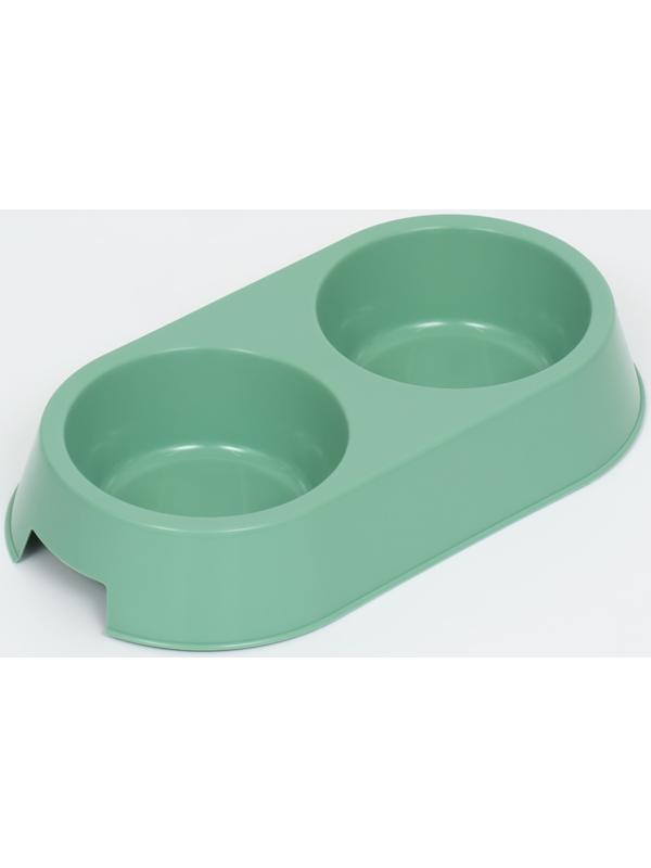 Миска пластиковая двойная 29,5 х 16,5 х 5 см, оливковая