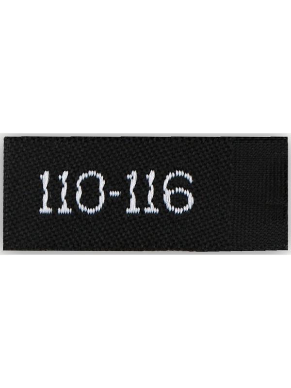 Нашивка текстильная «110-116», 5 х 1.1 см, цвет чёрный