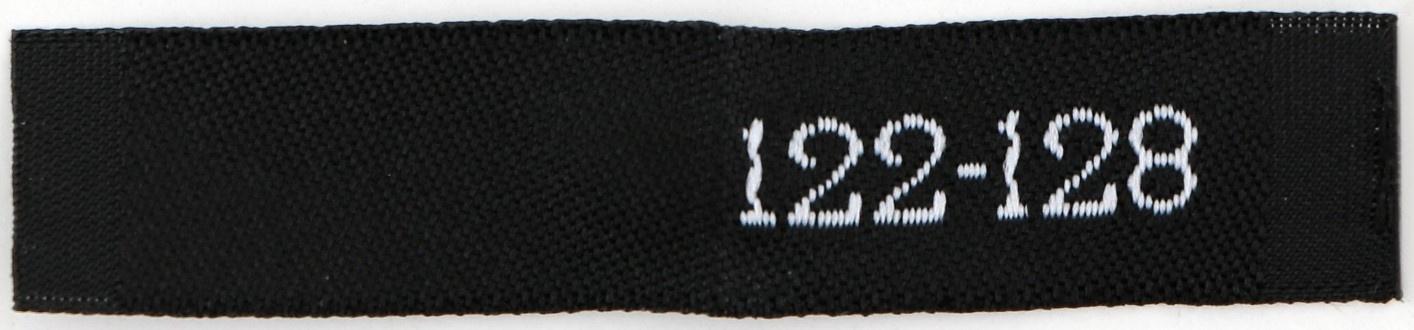 Нашивка текстильная «122-128», 5 х 1.1 см, цвет чёрный