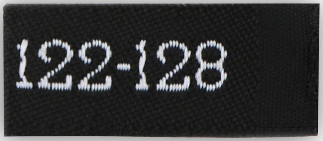 Нашивка текстильная «122-128», 5 х 1.1 см, цвет чёрный