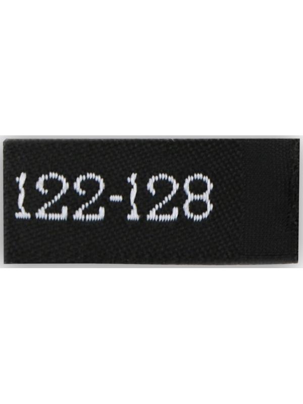 Нашивка текстильная «122-128», 5 х 1.1 см, цвет чёрный
