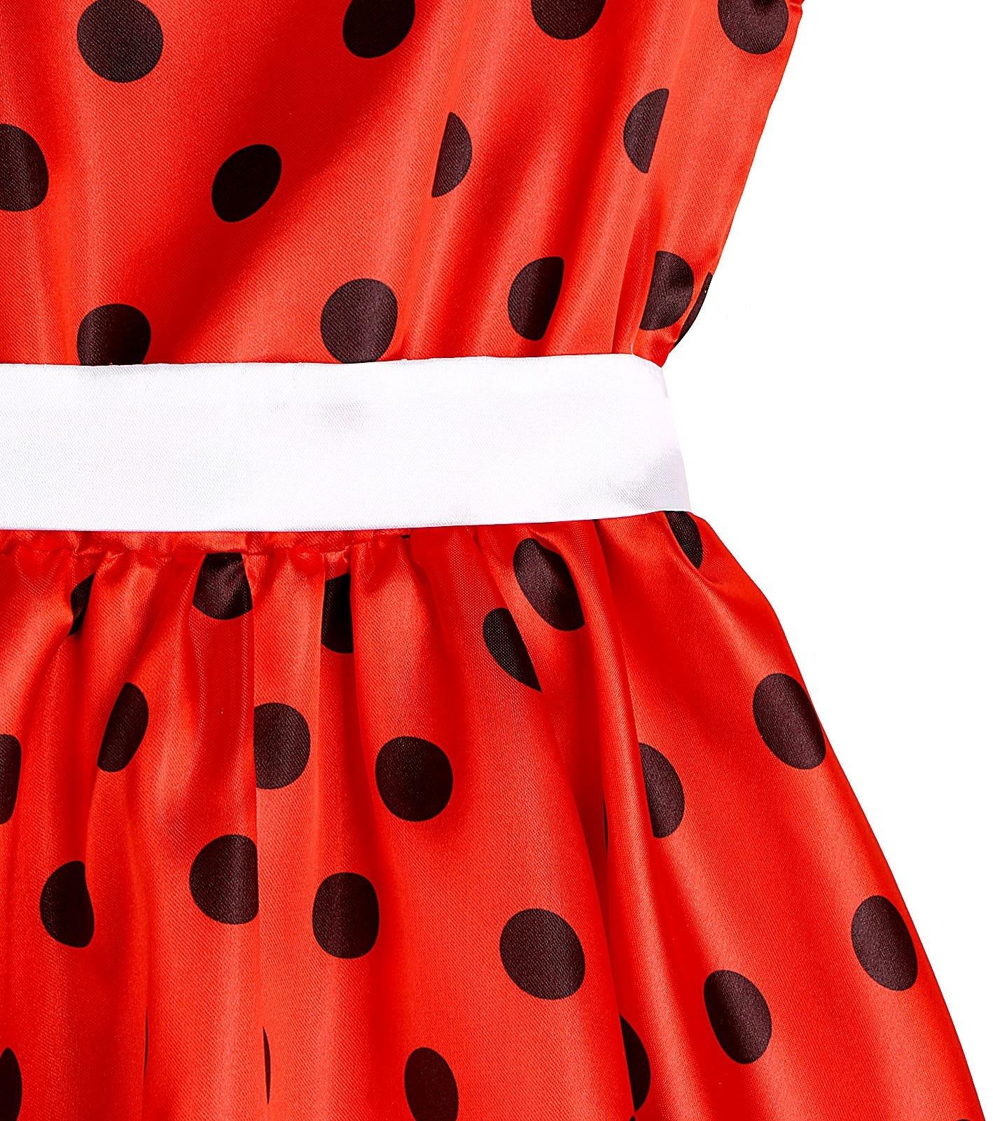 Карнавальный костюм «Стиляги 1», платье красное в чёрный горох, повязка, р. 30, рост 110-116 см