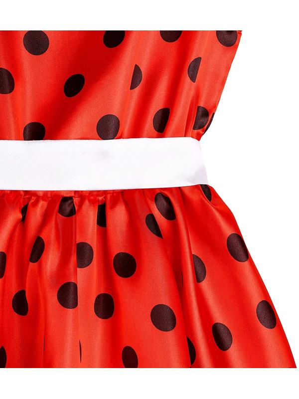 Карнавальный костюм «Стиляги 1», платье красное в чёрный горох, повязка, р. 34, рост 134 см