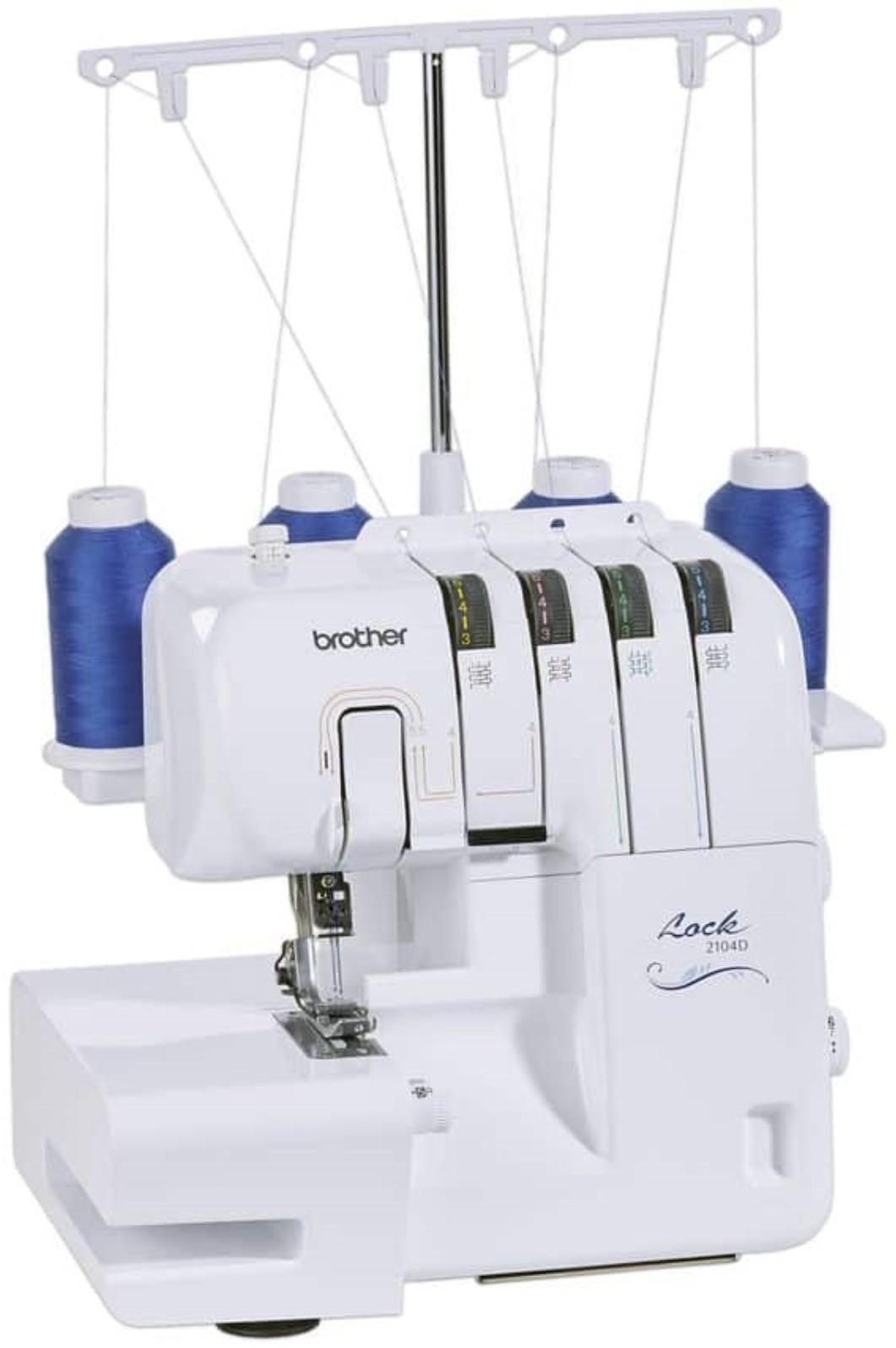 Оверлок Brother 2104D, 8 операций, 4 нити, 1300 ст/мин, ролевой шов, белый