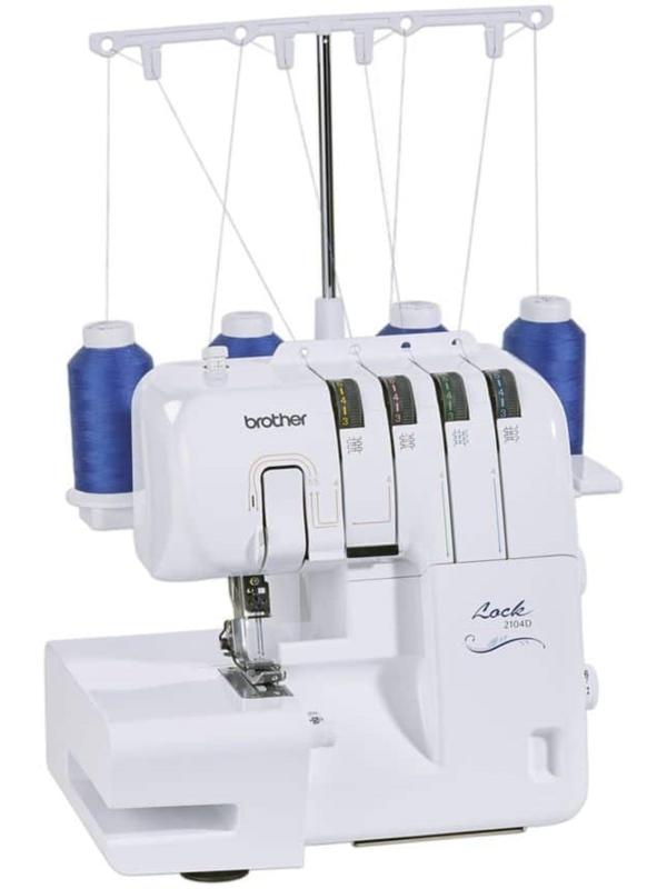 Оверлок Brother 2104D, 8 операций, 4 нити, 1300 ст/мин, ролевой шов, белый