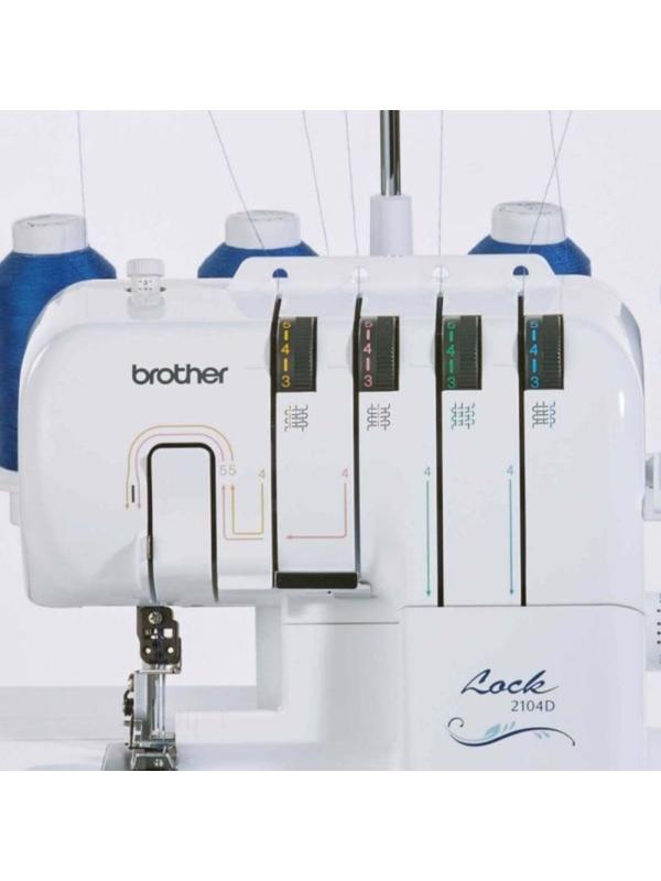 Оверлок Brother 2104D, 8 операций, 4 нити, 1300 ст/мин, ролевой шов, белый