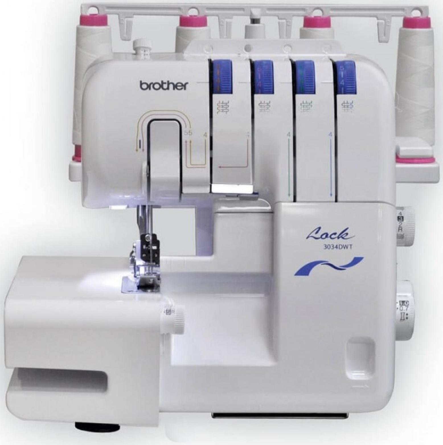 Оверлок Brother 3034 DWTV, 8 операций, 4 нити, 1300 ст/мин, краеобметочный шов, белый