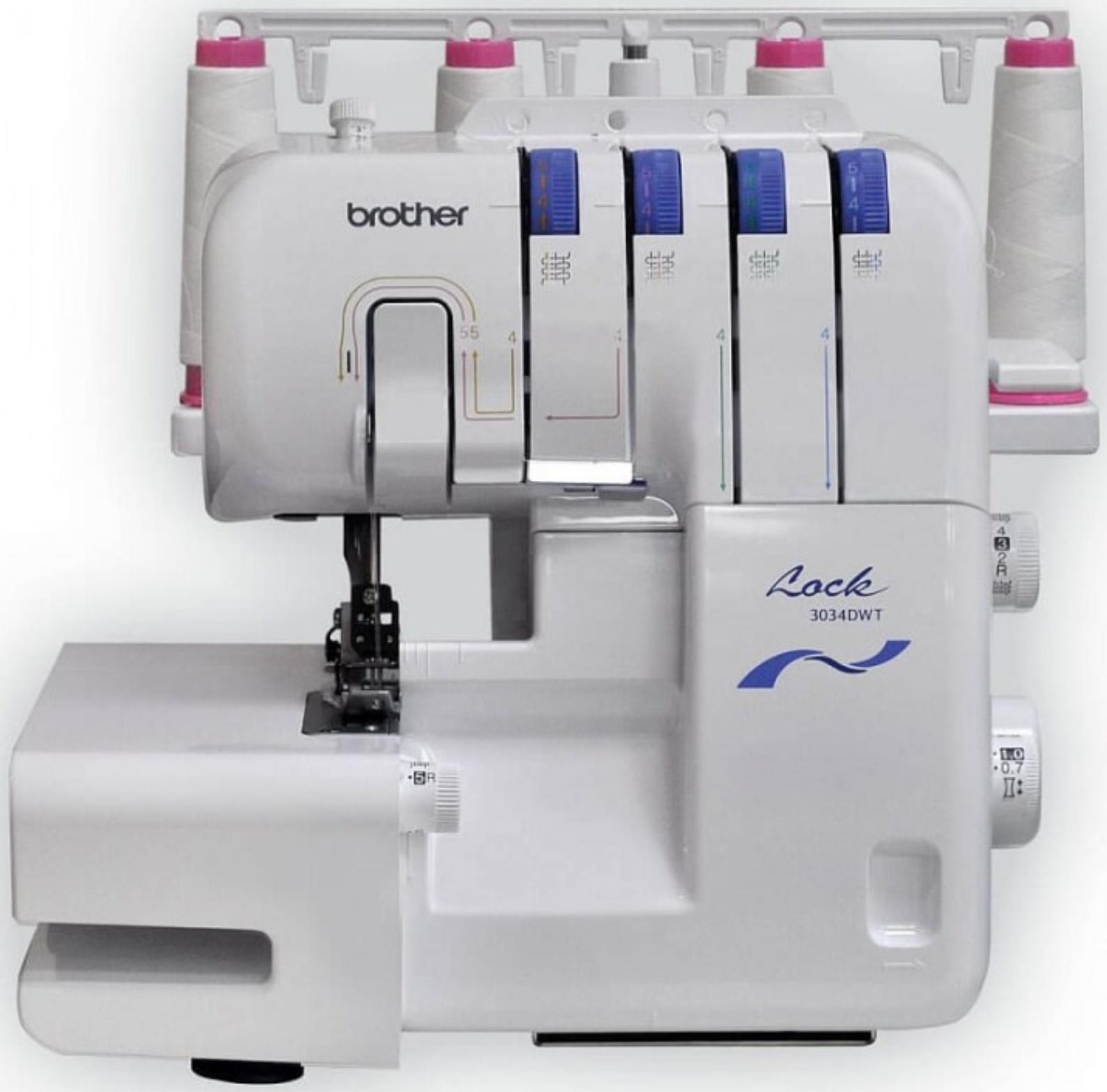 Оверлок Brother 3034 DWTV, 8 операций, 4 нити, 1300 ст/мин, краеобметочный шов, белый