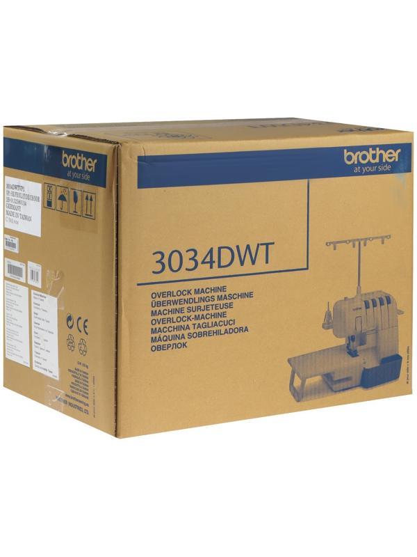 Оверлок Brother 3034 DWTV, 8 операций, 4 нити, 1300 ст/мин, краеобметочный шов, белый