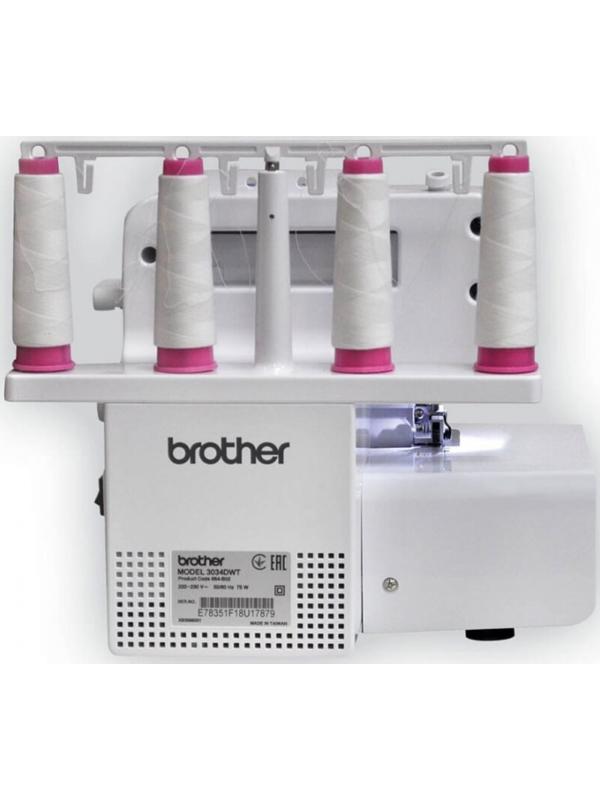 Оверлок Brother 3034 DWTV, 8 операций, 4 нити, 1300 ст/мин, краеобметочный шов, белый