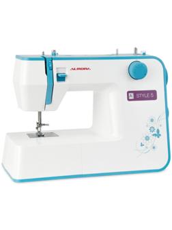 Швейная машина Aurora Style 5, 70 Вт, 19 операций, полуавтомат, бело-голубая