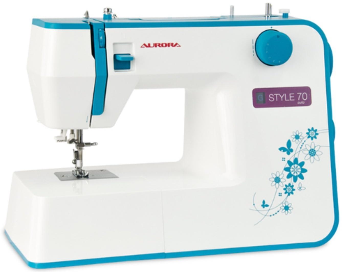 Швейная машина Aurora Style 70, 70 Вт, 23 операции, автомат, бело-голубая