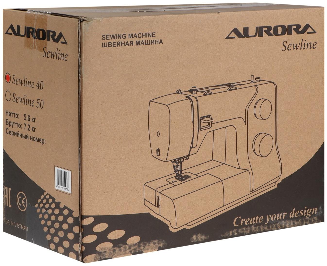 Швейная машина Aurora Sewline 40, 70 Вт, 29 операций, автомат, бело-розовая