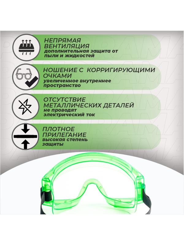 Очки защитные закрытые с непрямой вентиляцией ЗН11 PANORAMA (2С-1,2 PС) поликарбонат