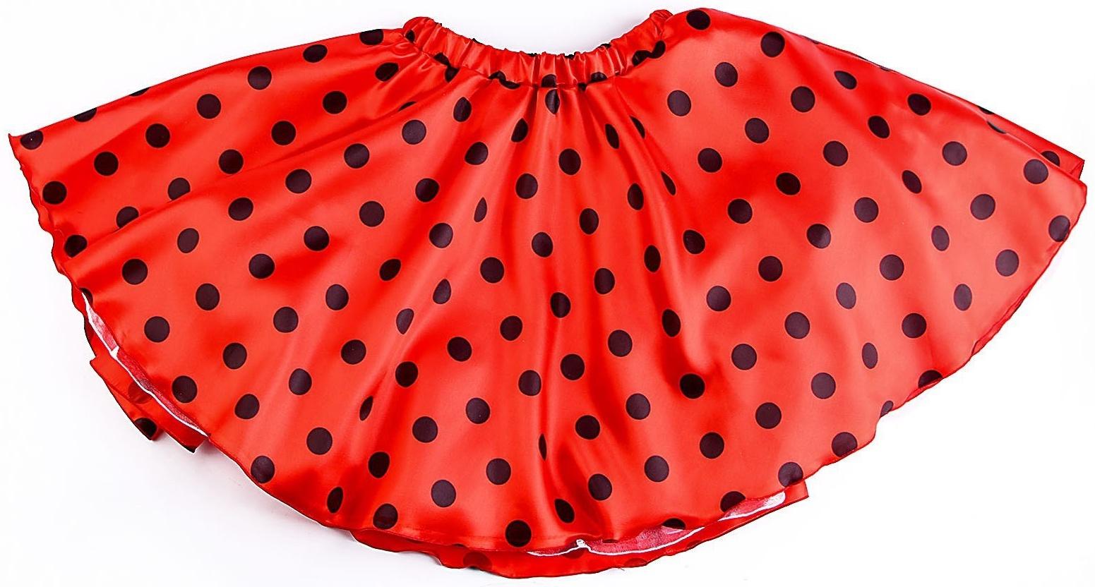 Карнавальная юбка для вечеринки красная в чёрный горох, повязка, рост 98-104 см