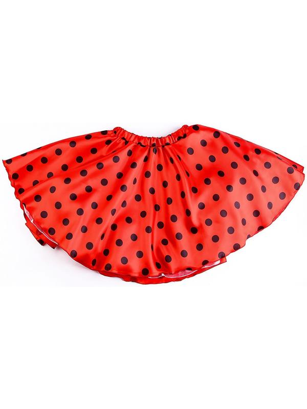 Карнавальная юбка для вечеринки красная в чёрный горох, повязка, рост 98-104 см