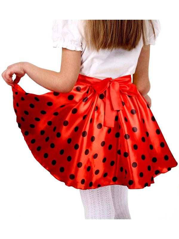 Карнавальная юбка для вечеринки красная в чёрный горох, повязка, рост 98-104 см