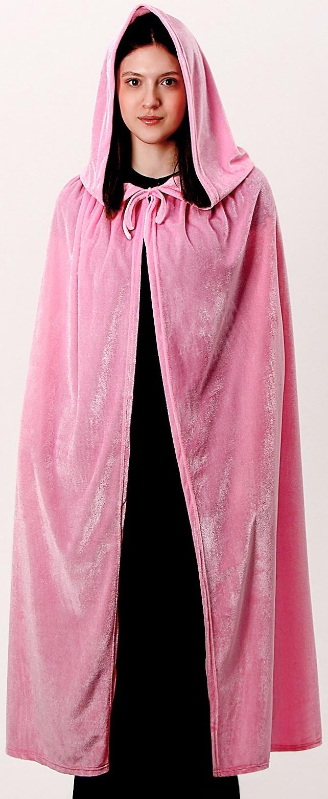 Карнавальный плащ взрослый, плюш розовый, длина 110 см