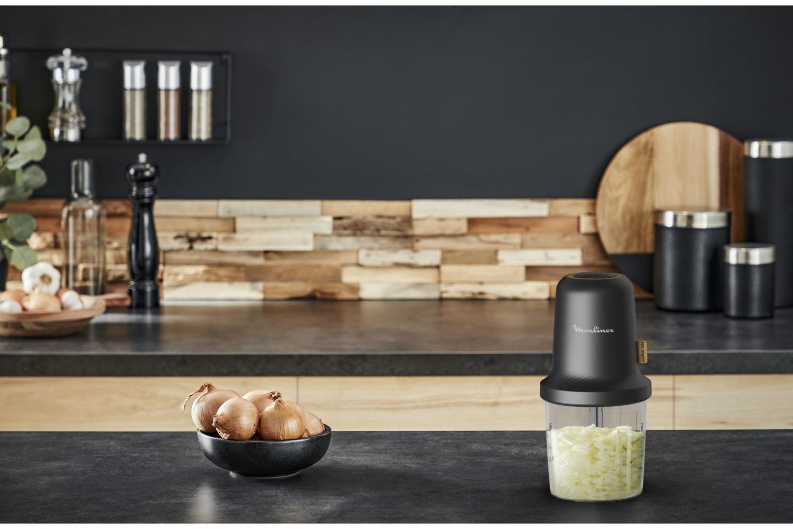 Измельчитель MOULINEX AT80E810, пластик, 500 Вт, 0.5 л, 1 скорость, чёрный