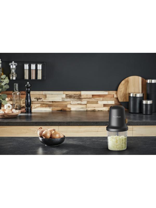 Измельчитель MOULINEX AT80E810, пластик, 500 Вт, 0.5 л, 1 скорость, чёрный