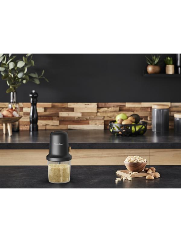 Измельчитель MOULINEX AT80E810, пластик, 500 Вт, 0.5 л, 1 скорость, чёрный