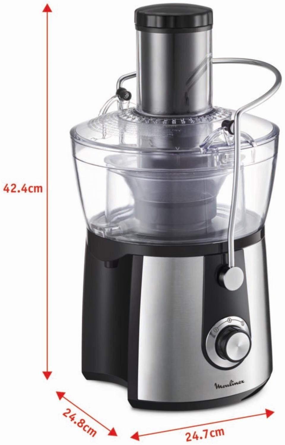 Соковыжималка MOULINEX JU550D10, центробежная, 800 Вт, 2/0.8 л, чёрно-серебристая