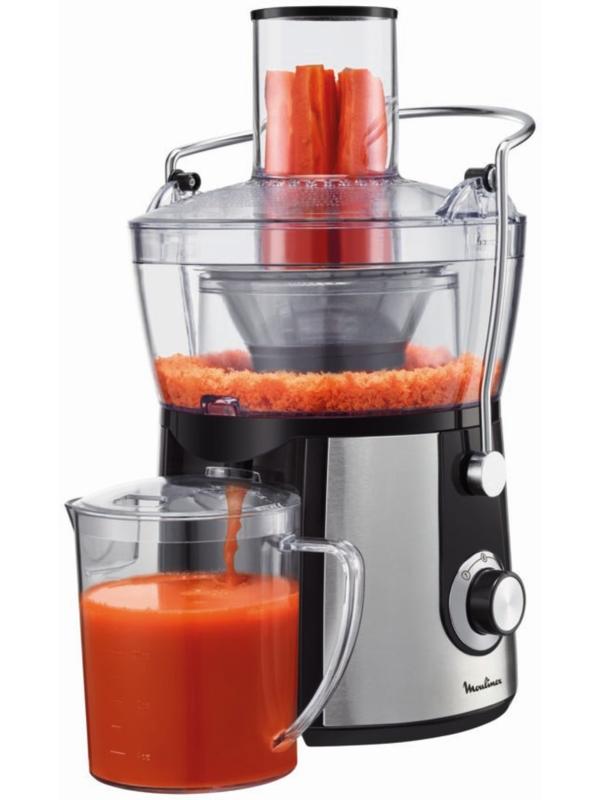 Соковыжималка MOULINEX JU550D10, центробежная, 800 Вт, 2/0.8 л, чёрно-серебристая