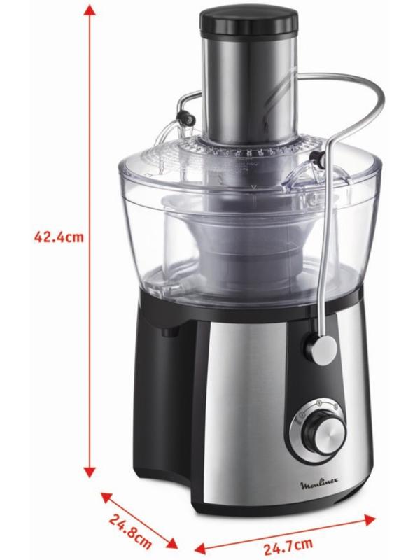 Соковыжималка MOULINEX JU550D10, центробежная, 800 Вт, 2/0.8 л, чёрно-серебристая