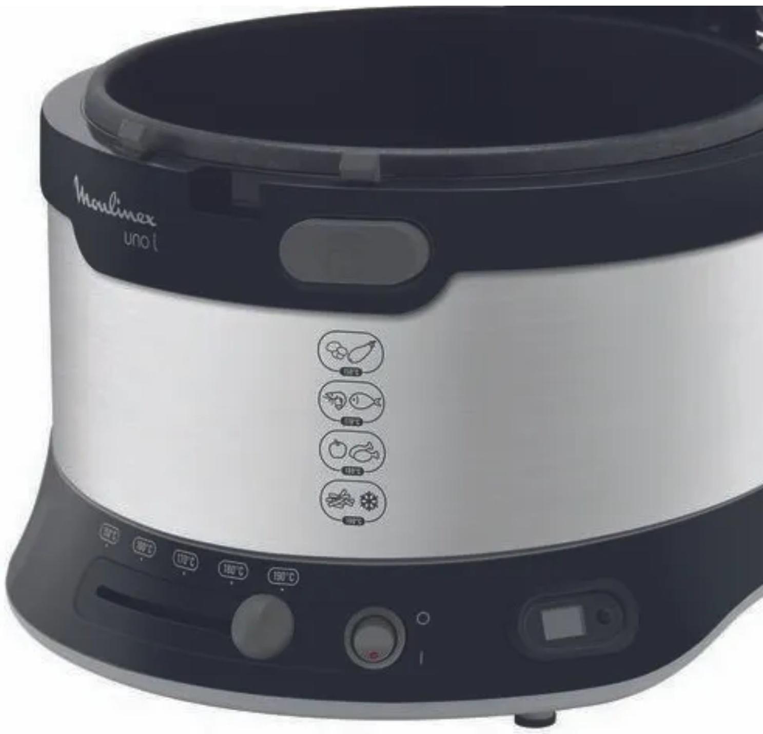 Фритюрница Moulinex AF179D10, 1900 Вт, 2.1 л, чёрно-серебристая