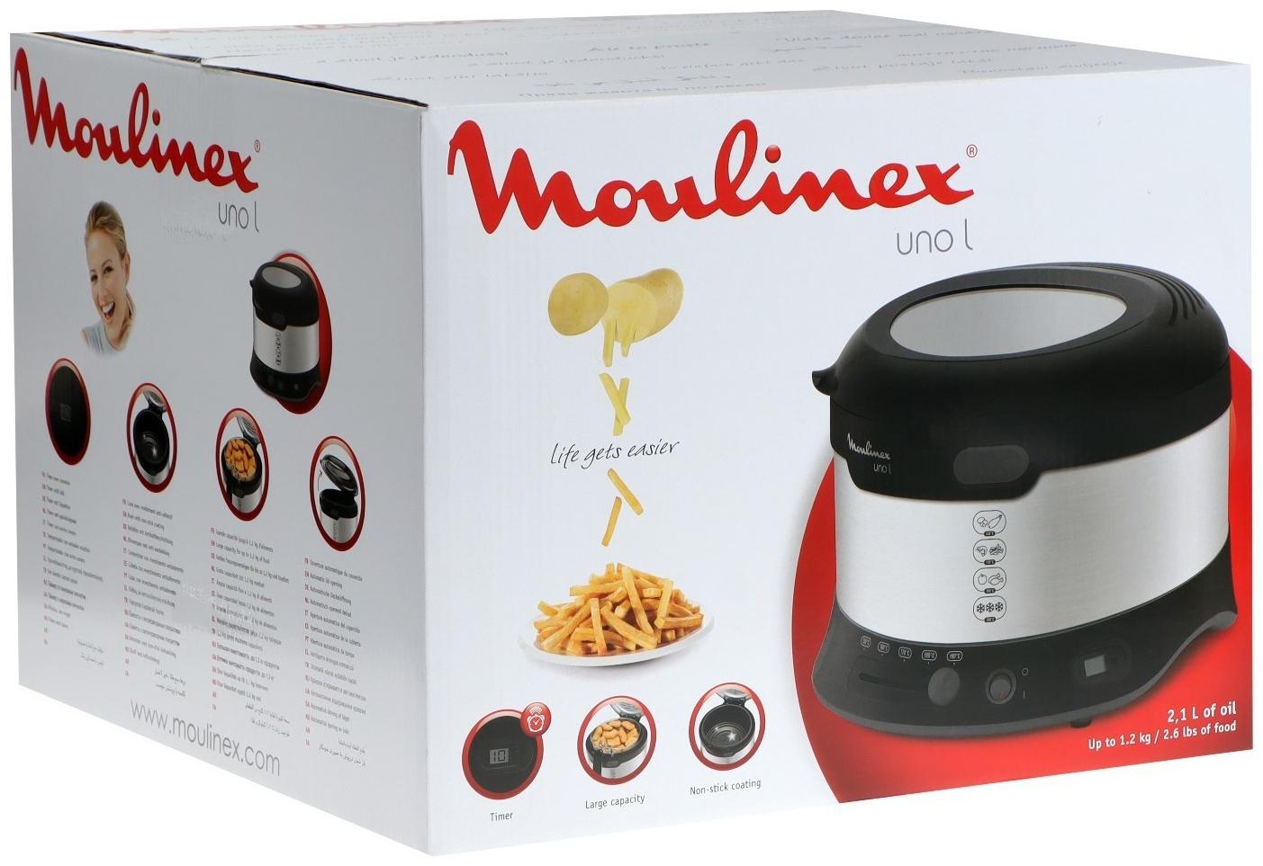 Фритюрница Moulinex AF179D10, 1900 Вт, 2.1 л, чёрно-серебристая