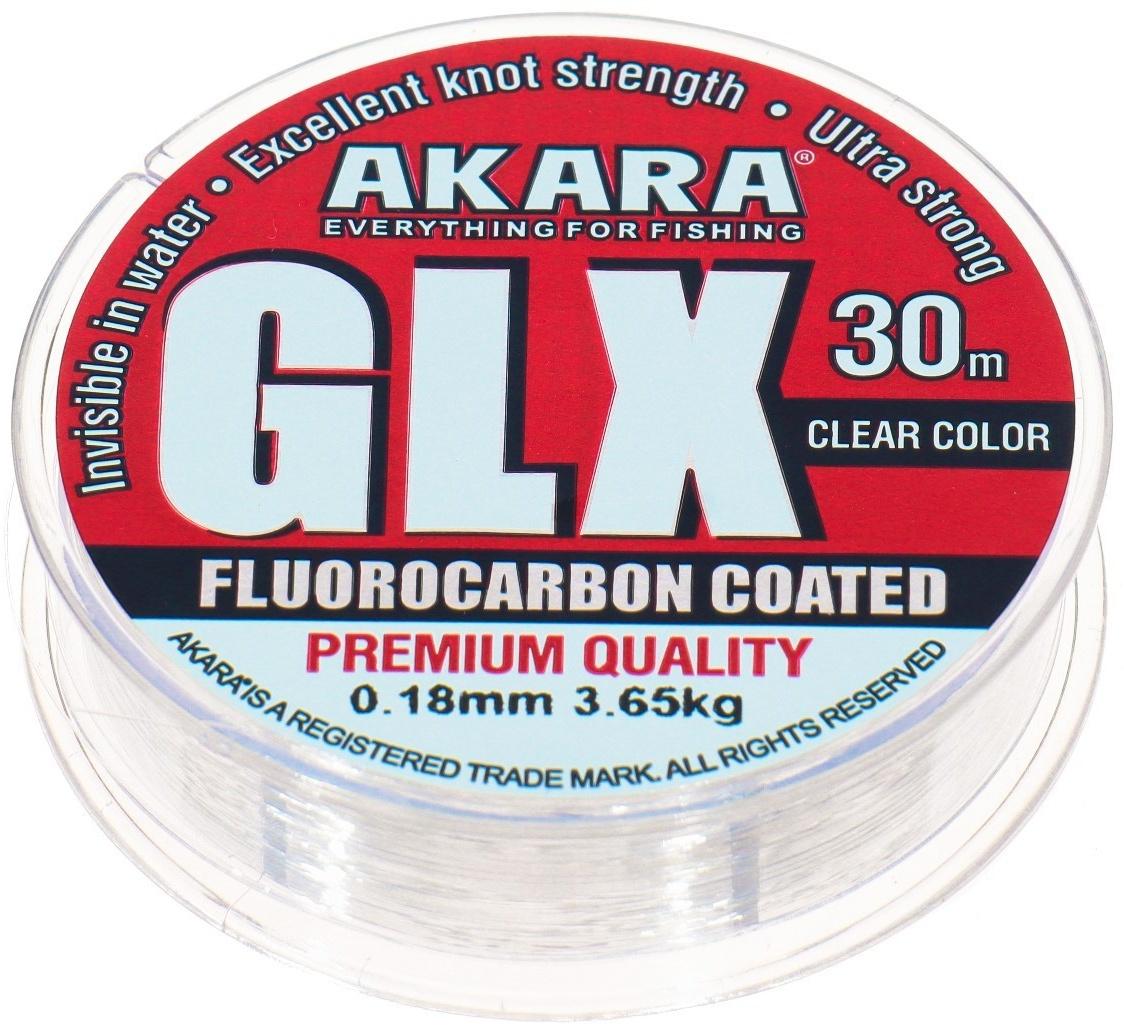 Леска Akara GLX Premium Clear, диаметр 0.18 мм, тест 3.65 кг, 30 м, прозрачная