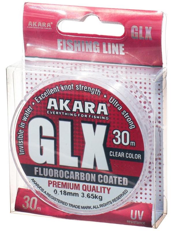 Леска Akara GLX Premium Clear, диаметр 0.18 мм, тест 3.65 кг, 30 м, прозрачная