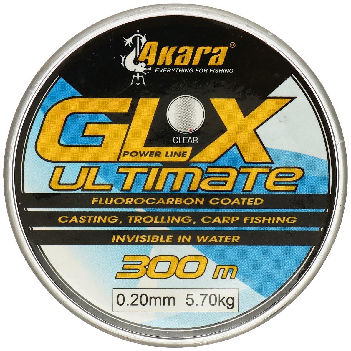 Леска Akara GLX Ultimate Power Line, диаметр 0.2, тест 5.7 кг, 300 м, прозрачная