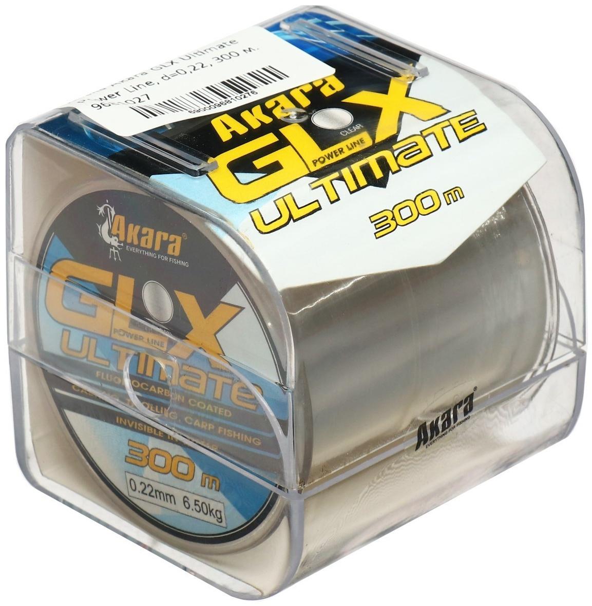 Леска Akara GLX Ultimate Power Line, диаметр 0.22, тест 6.5 кг, 300 м, прозрачная