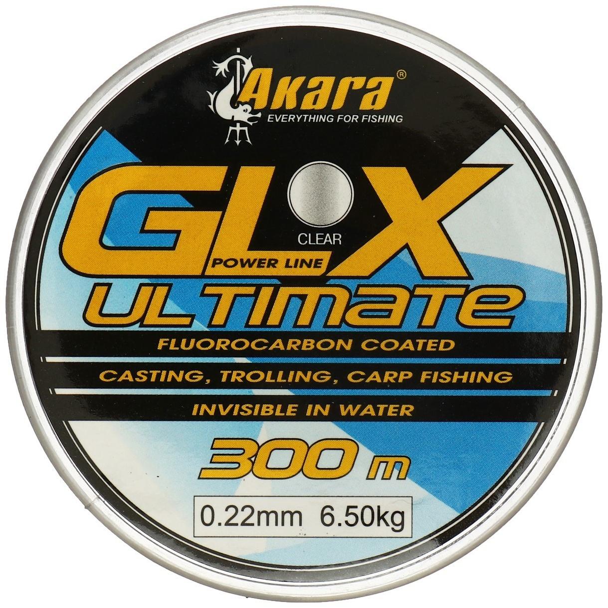 Леска Akara GLX Ultimate Power Line, диаметр 0.22, тест 6.5 кг, 300 м, прозрачная