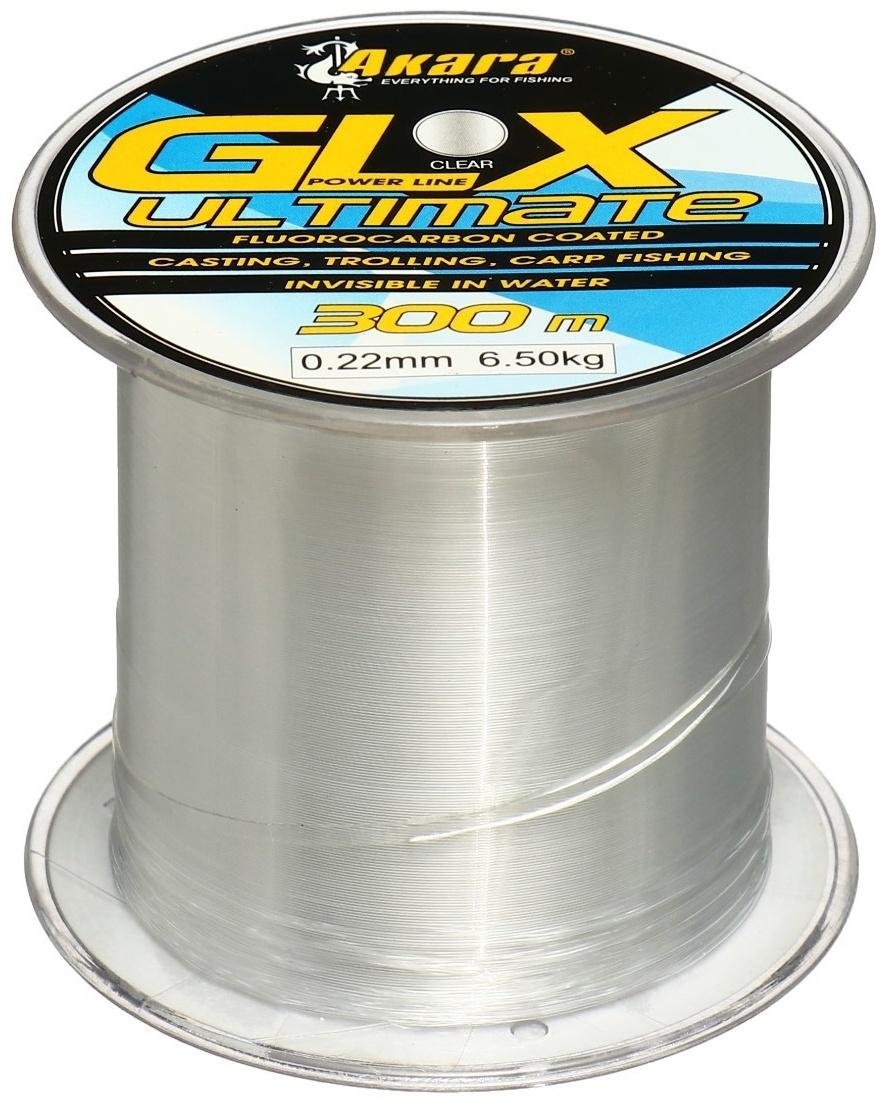 Леска Akara GLX Ultimate Power Line, диаметр 0.22, тест 6.5 кг, 300 м, прозрачная