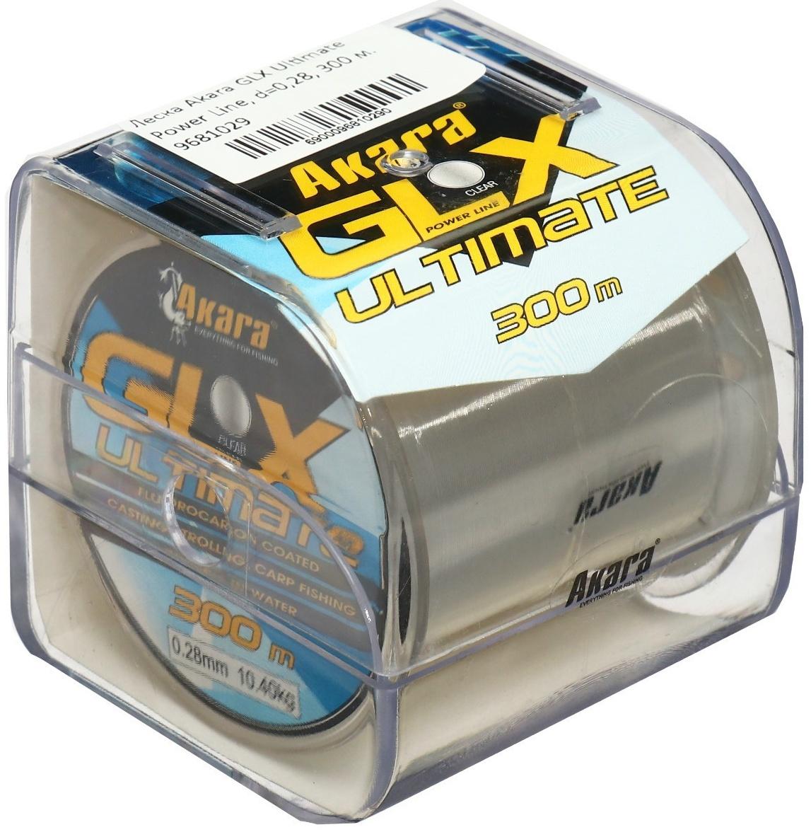 Леска Akara GLX Ultimate Power Line, диаметр 0.28, тест 10.4 кг, 300 м, прозрачная