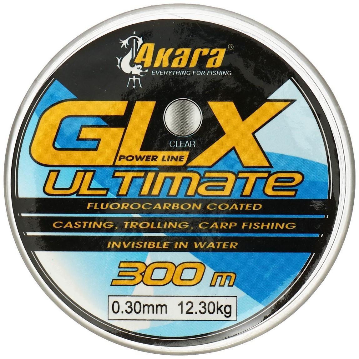 Леска Akara GLX Ultimate Power Line, диаметр 0.3, тест 12.3 кг, 300 м, прозрачная