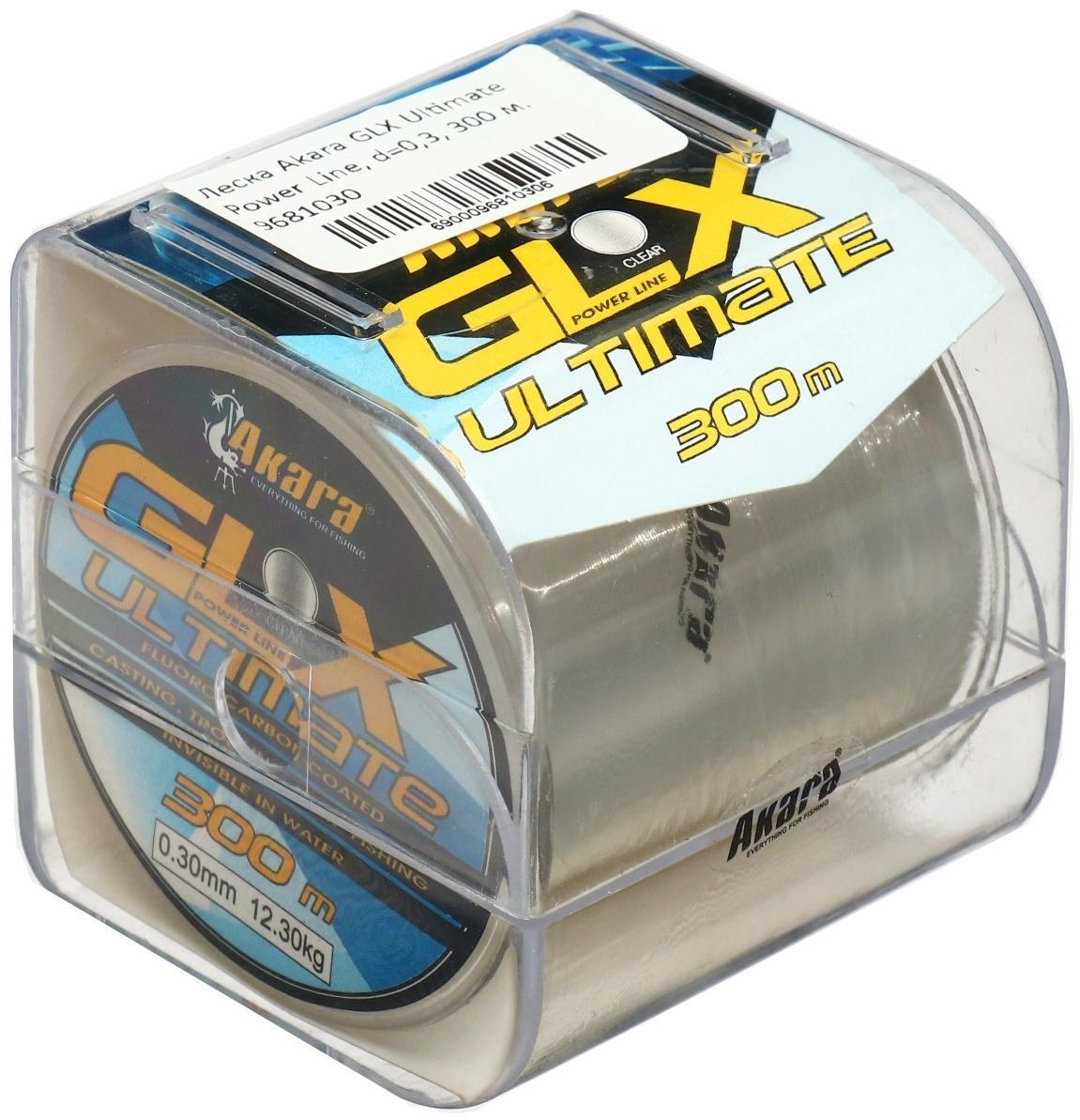 Леска Akara GLX Ultimate Power Line, диаметр 0.3, тест 12.3 кг, 300 м, прозрачная