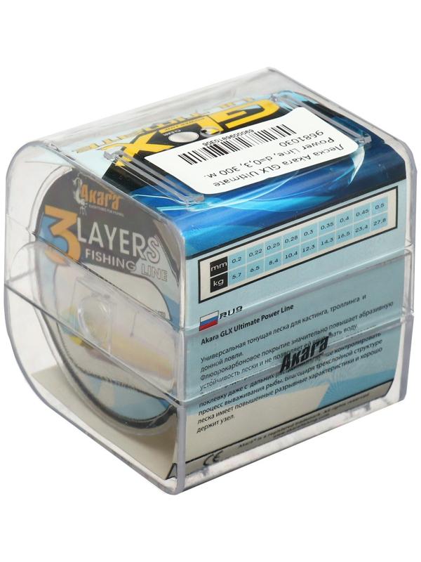 Леска Akara GLX Ultimate Power Line, диаметр 0.3, тест 12.3 кг, 300 м, прозрачная