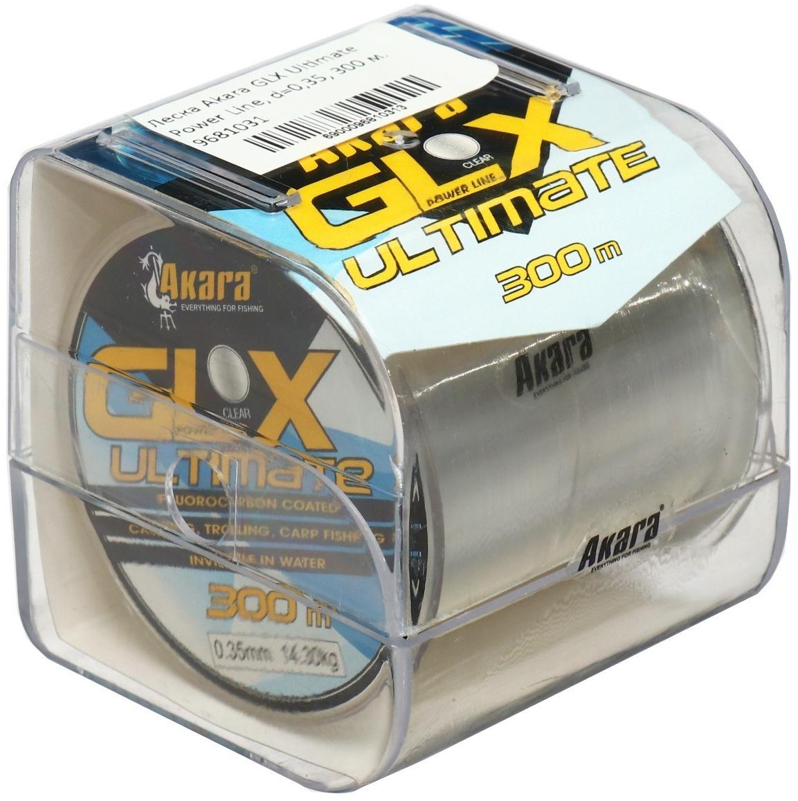 Леска Akara GLX Ultimate Power Line, диаметр 0.35, тест 14.3 кг, 300 м, прозрачная