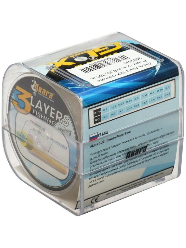Леска Akara GLX Ultimate Power Line, диаметр 0.35, тест 14.3 кг, 300 м, прозрачная
