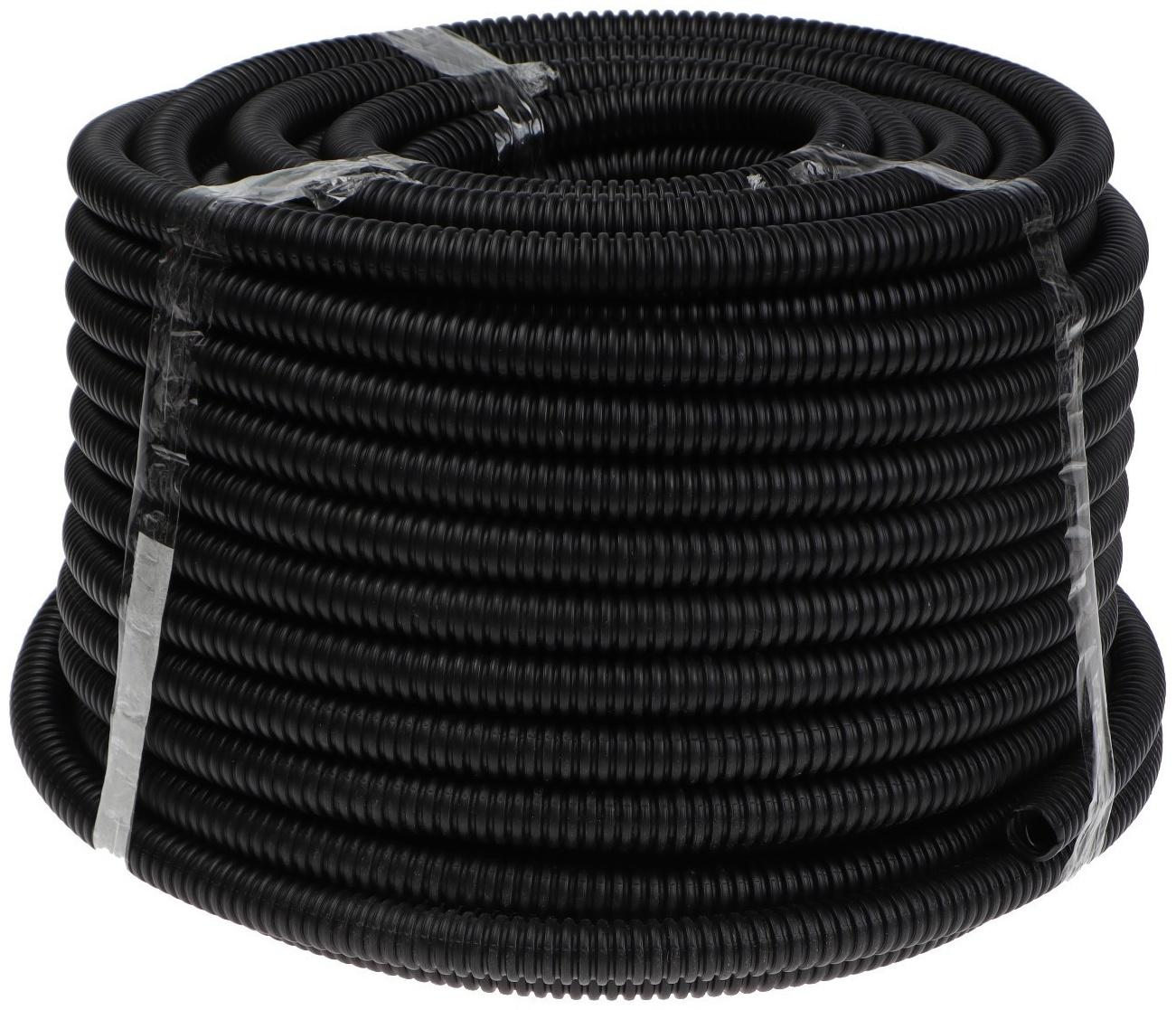 Гофротруба УРАЛ ПАК ПНД, 20 мм ,с протяжкой, 50 м, черная, ГФ-1100020-050