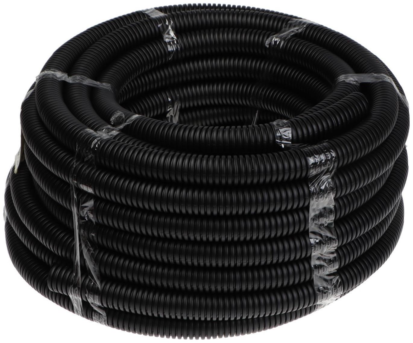 Гофротруба УРАЛ ПАК ПНД, 32 мм ,с протяжкой, 25 м, черная, ГФ-1100032-025